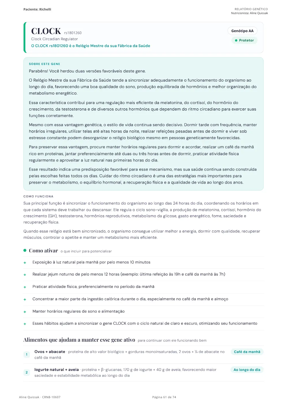 Página 61 do Manual de Instruções genético de modelo