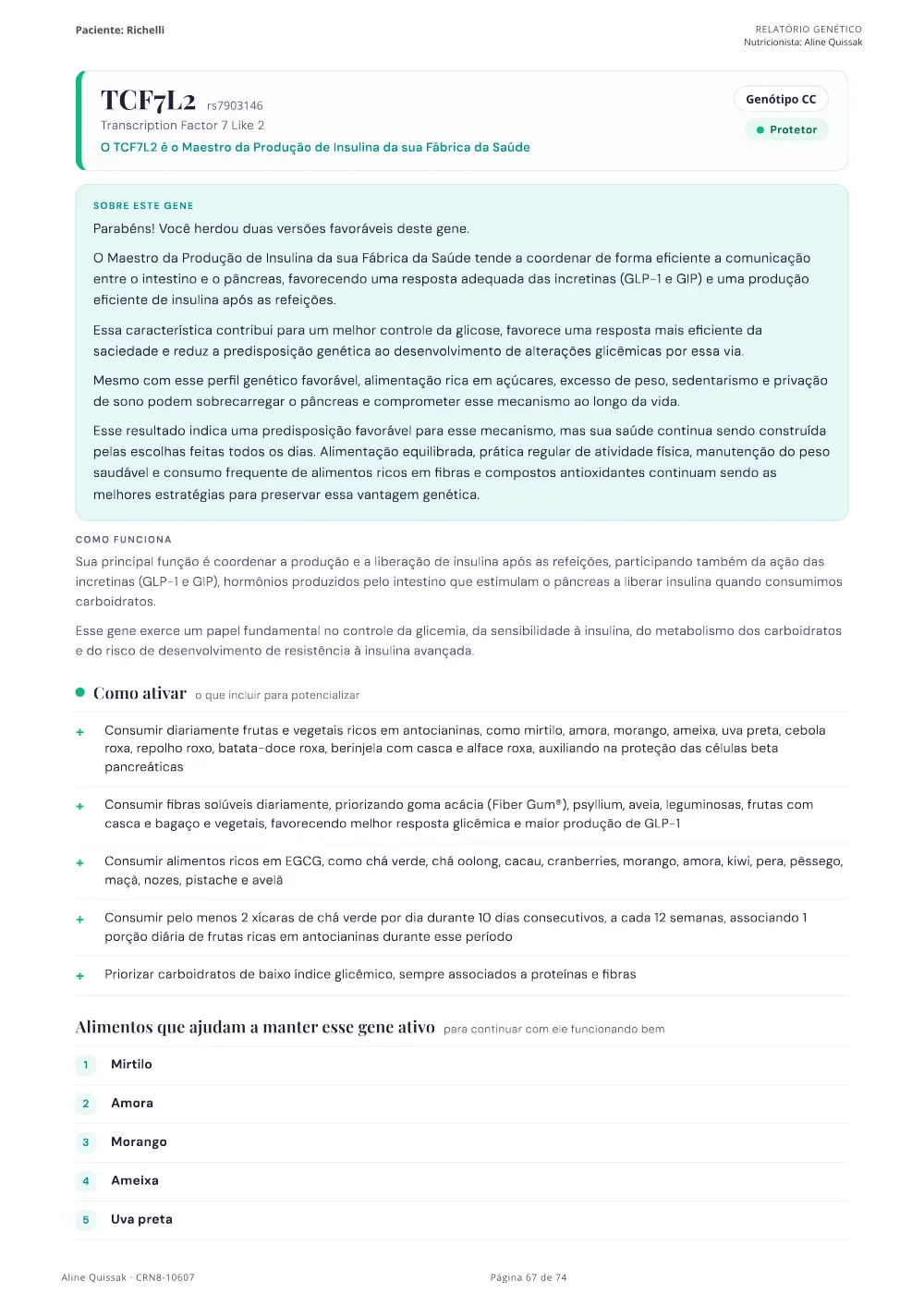 Página 67 do Manual de Instruções genético de modelo