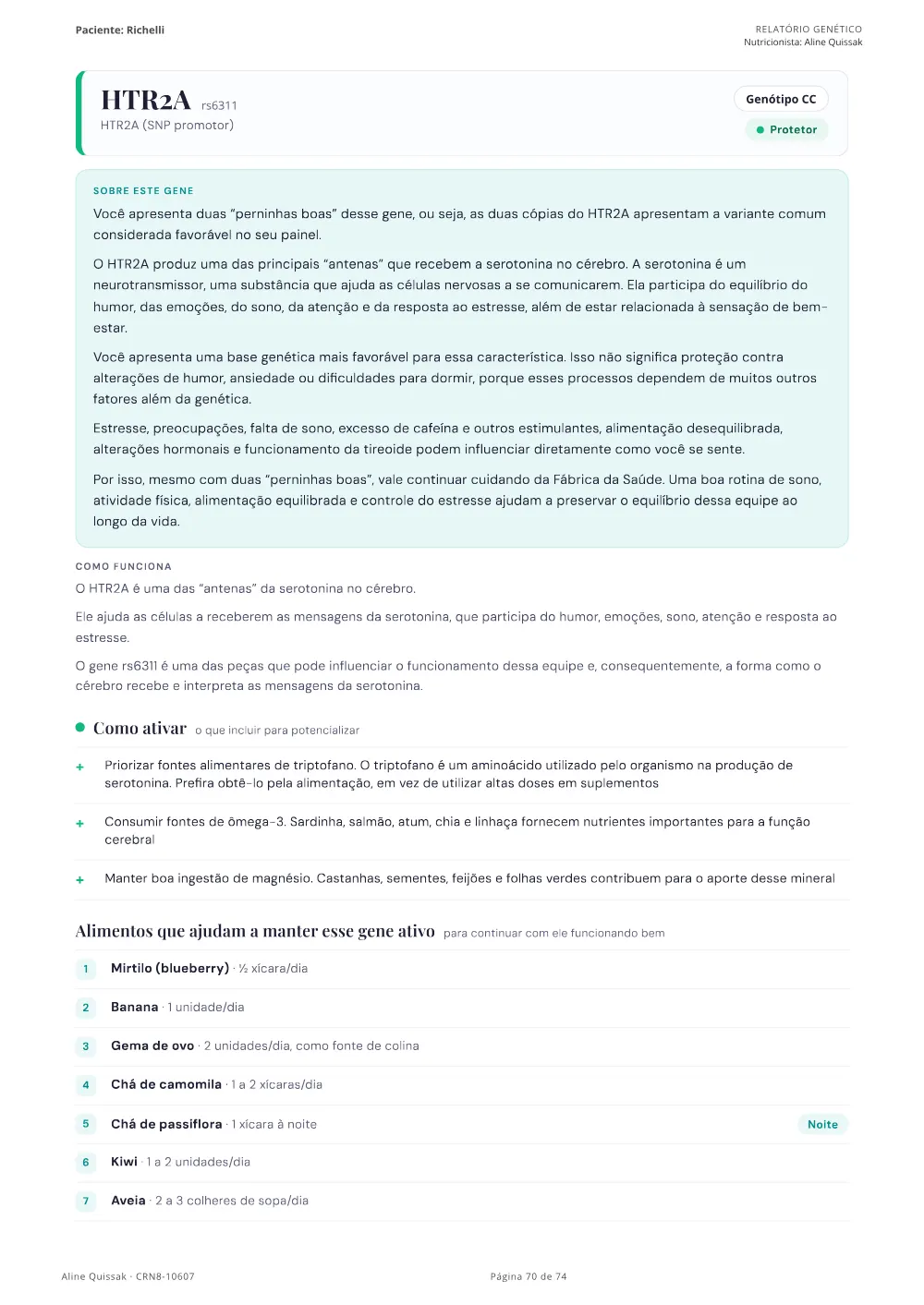 Página 70 do Manual de Instruções genético de modelo
