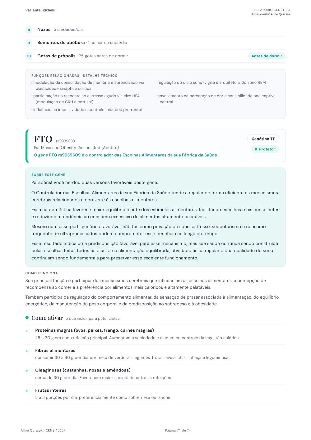 Página 71 do Manual de Instruções genético de modelo