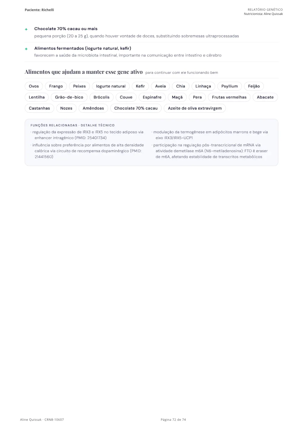 Página 72 do Manual de Instruções genético de modelo