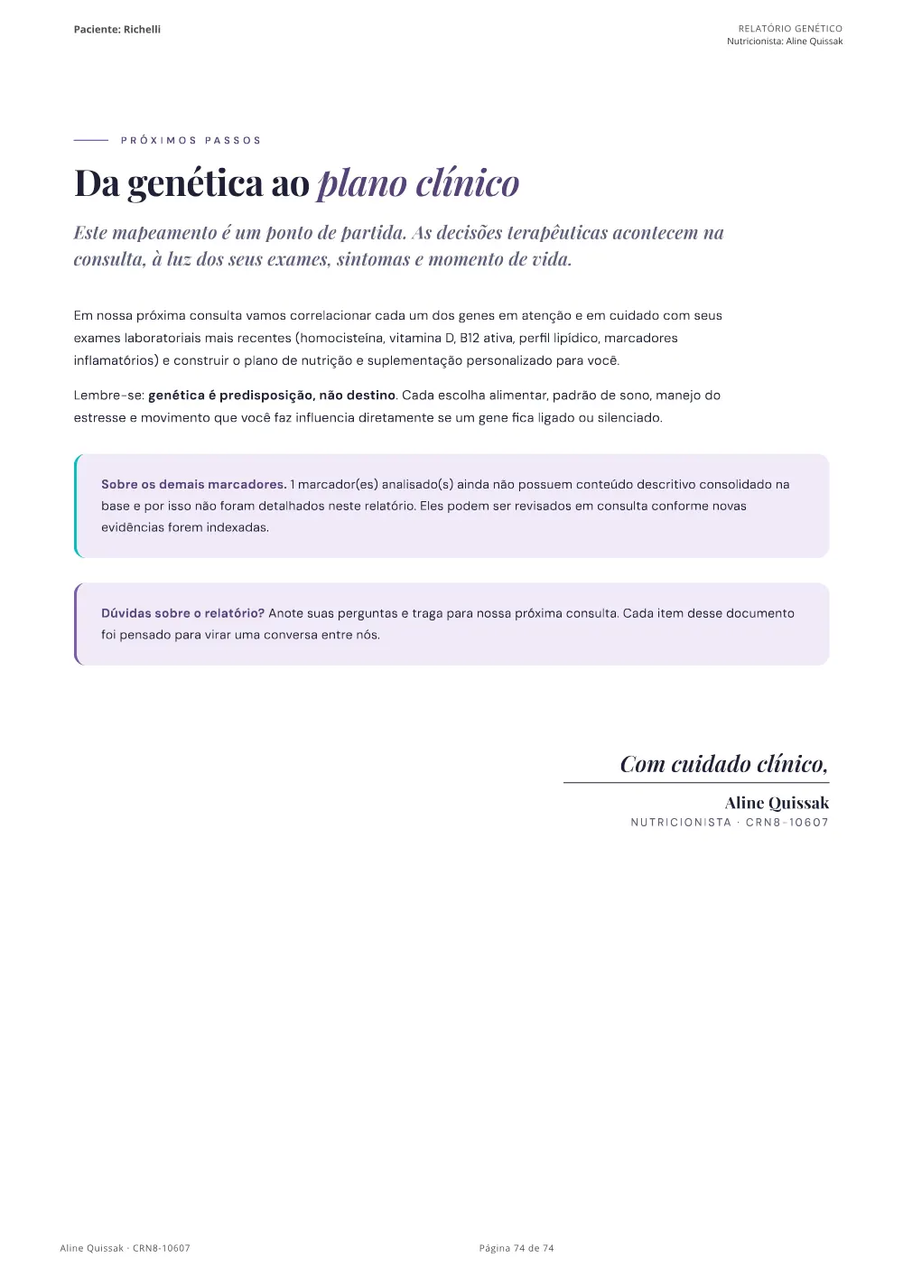 Página 74 do Manual de Instruções genético de modelo